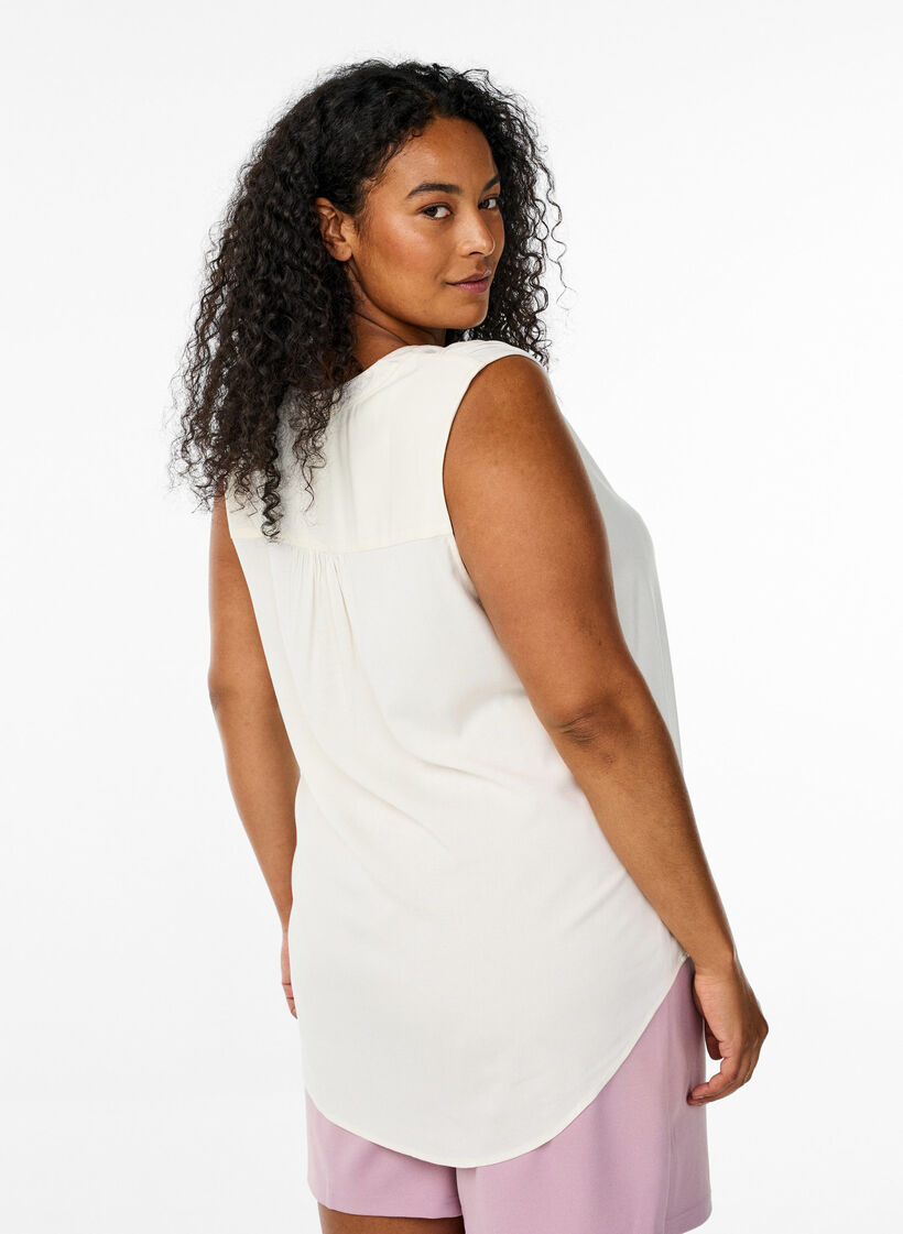 &Auml;rmellose Viskosebluse, Vanille, Model image number 2