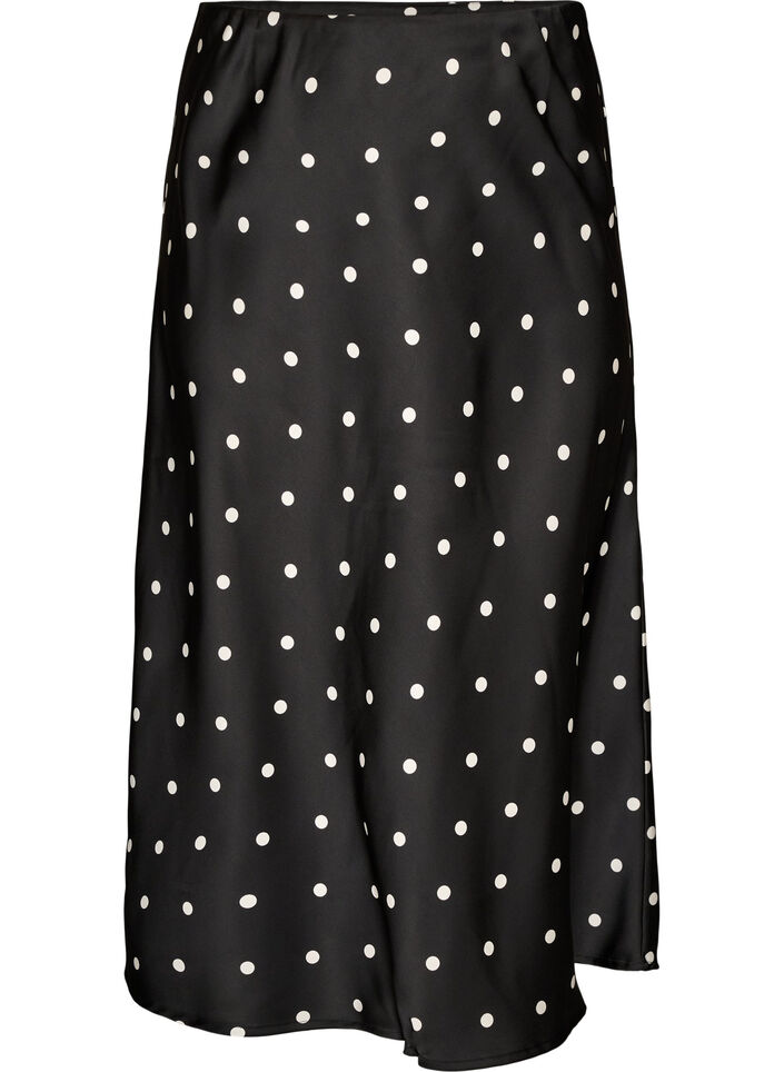 Jupe midi en satin, Noir, Packshot image number 0