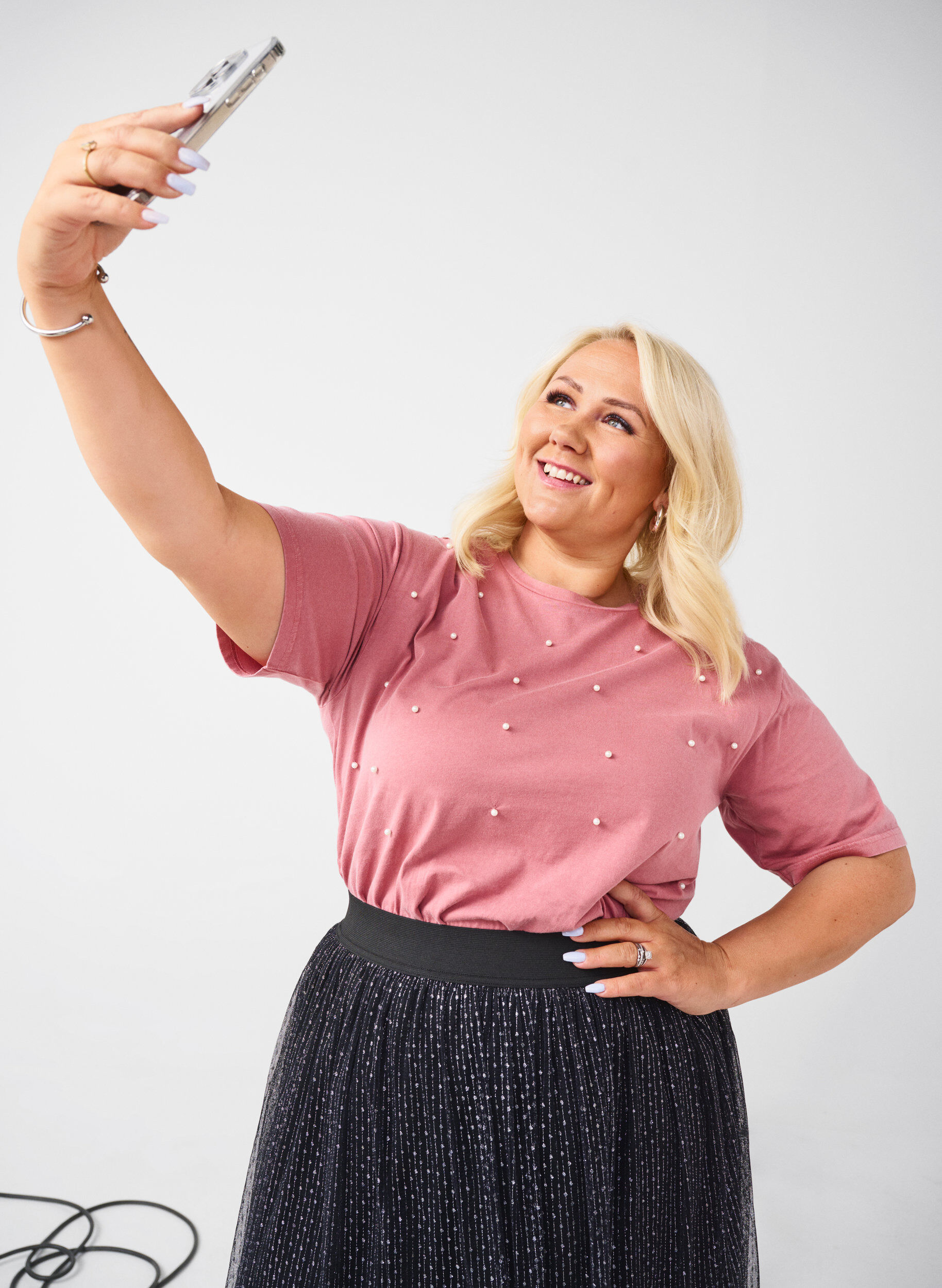 Zizzi T-shirt avec perles, Heather Rose Washed, Image image number 0