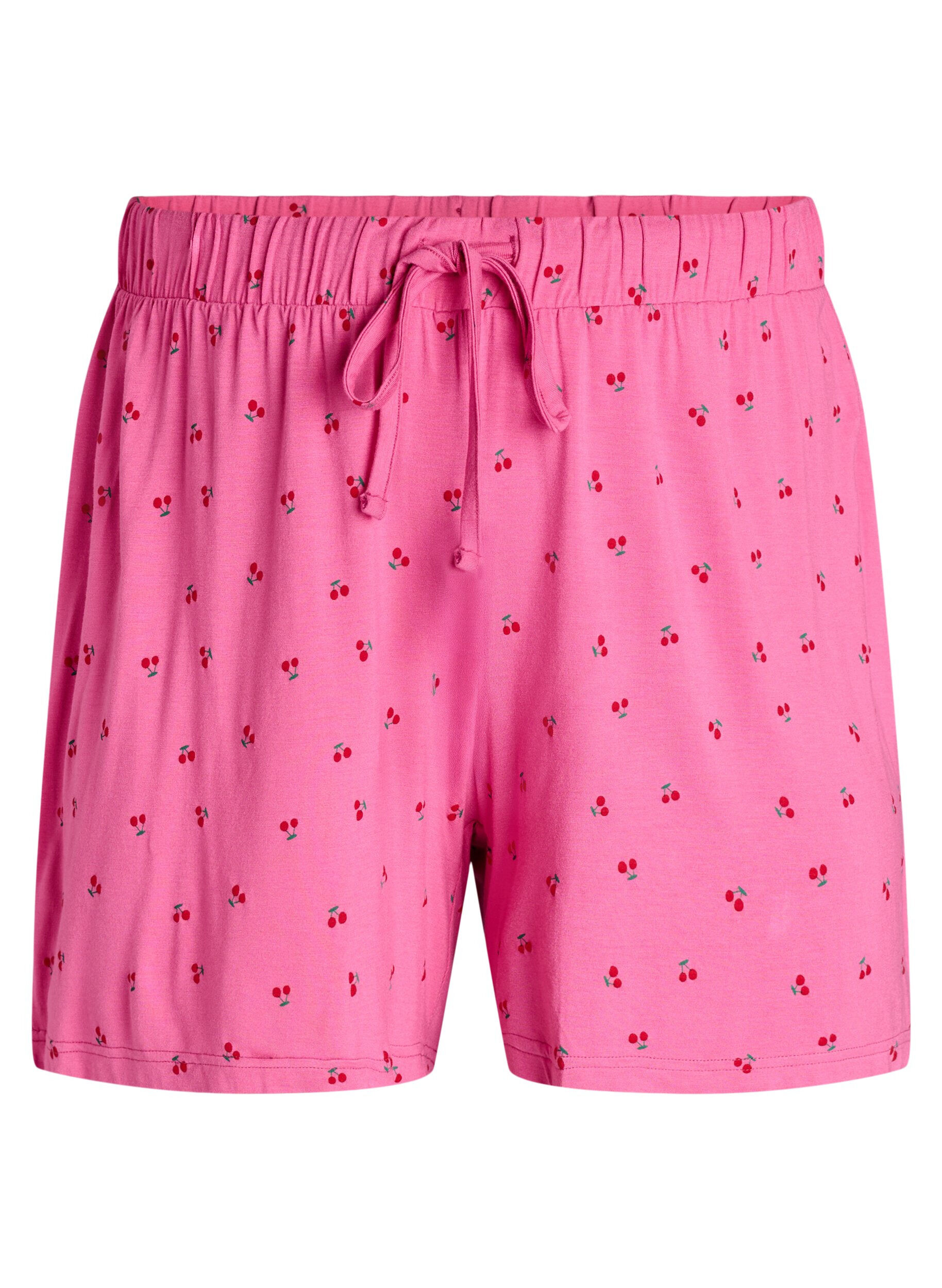 Zizzi Short de pyjama en jersey de viscose avec un imprim&eacute; int&eacute;gral, Rose, Packshot image number 0