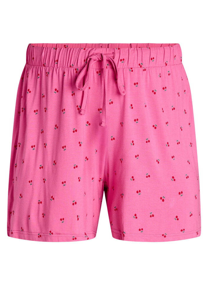 Short de pyjama en jersey de viscose avec un imprim&eacute; int&eacute;gral, Rose, Packshot image number 0