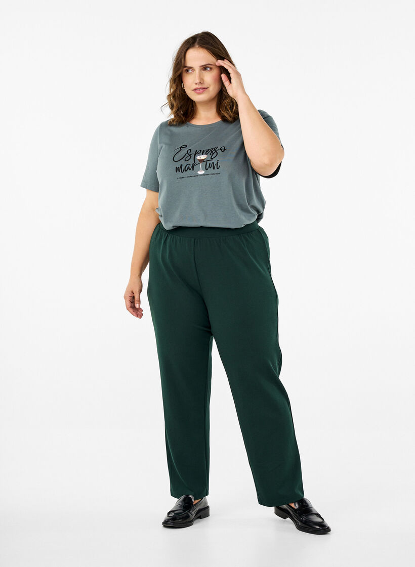 Pantalon &agrave; coupe droite, Vert fonc&eacute;, Model image number 0