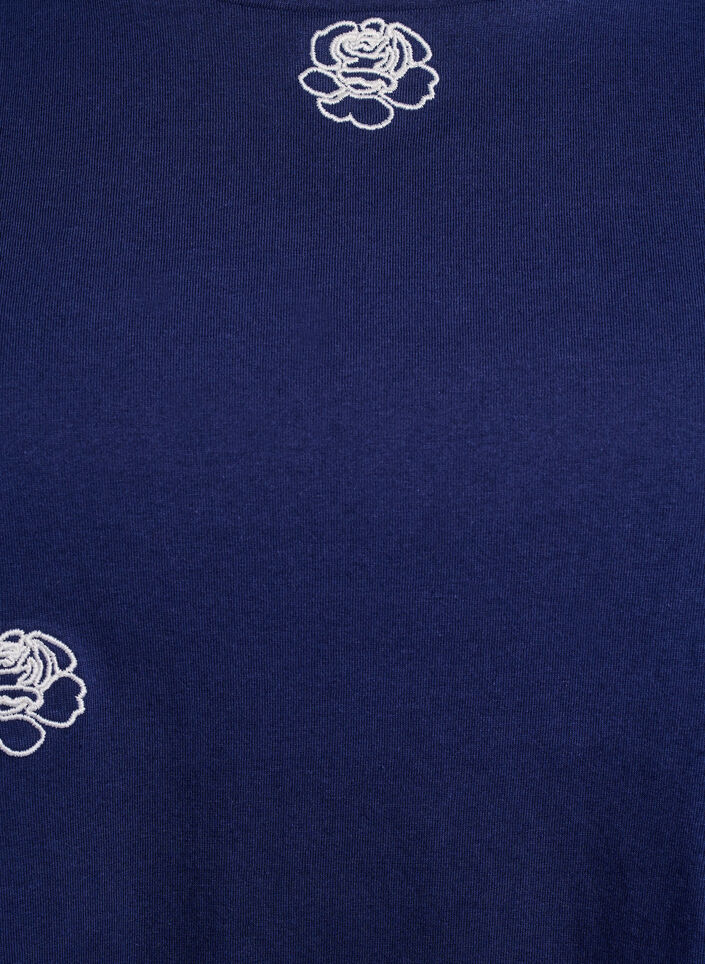 T-shirt en coton biologique avec motifs brod&eacute;s, Bleu, Packshot image number 2