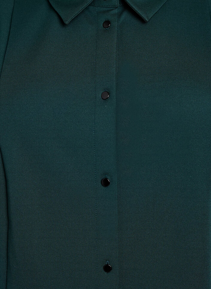 Kurzes Hemdblusenkleid aus Baumwolle mit 3/4-Ärmeln, Grün, Packshot image number 2