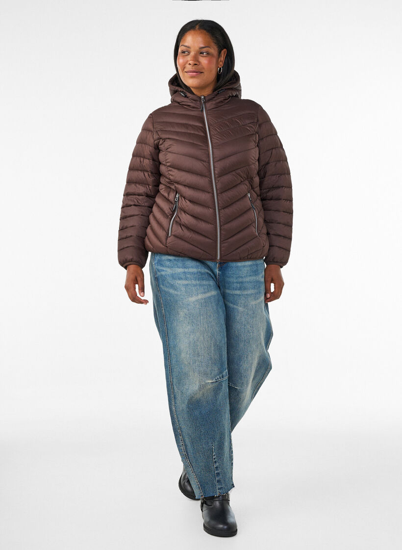 Veste l&eacute;g&egrave;re &agrave; capuche, Marron, Model image number 1