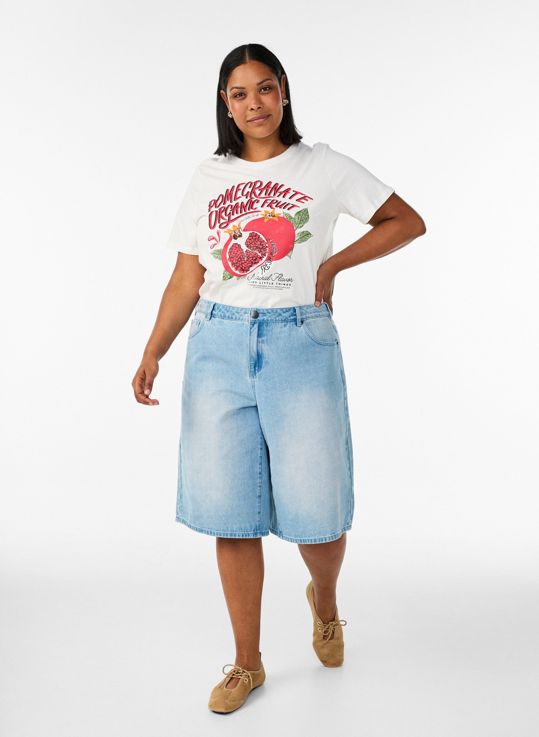 ZizziT-Shirt aus Baumwolle mit Print, Wei&szlig;, Model image number 1