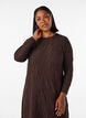 Robe midi &agrave; texture ondul&eacute;e et manches longues, Marron, Model image number 2