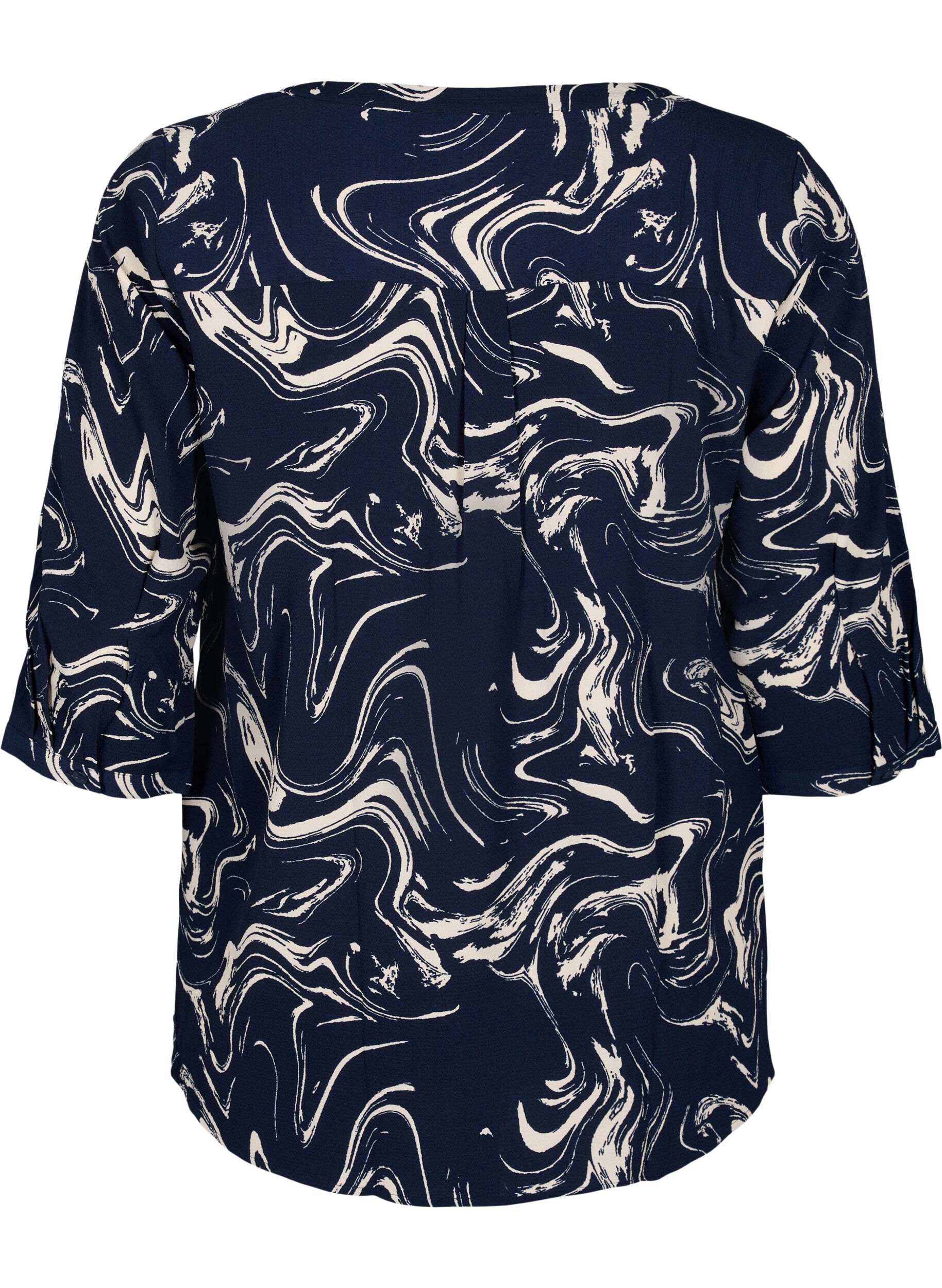 Zizzi Bedruckte Bluse mit 3/4-&Auml;rmeln, N. Blazer Swirl AOP, Packshot image number 1