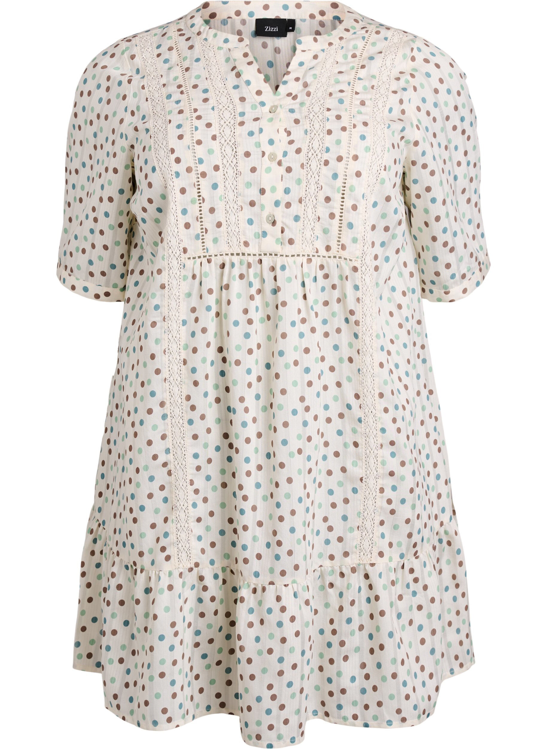 Kurzes Viskosekleid mit Spitzenbesatz und A-Linien-Schnitt