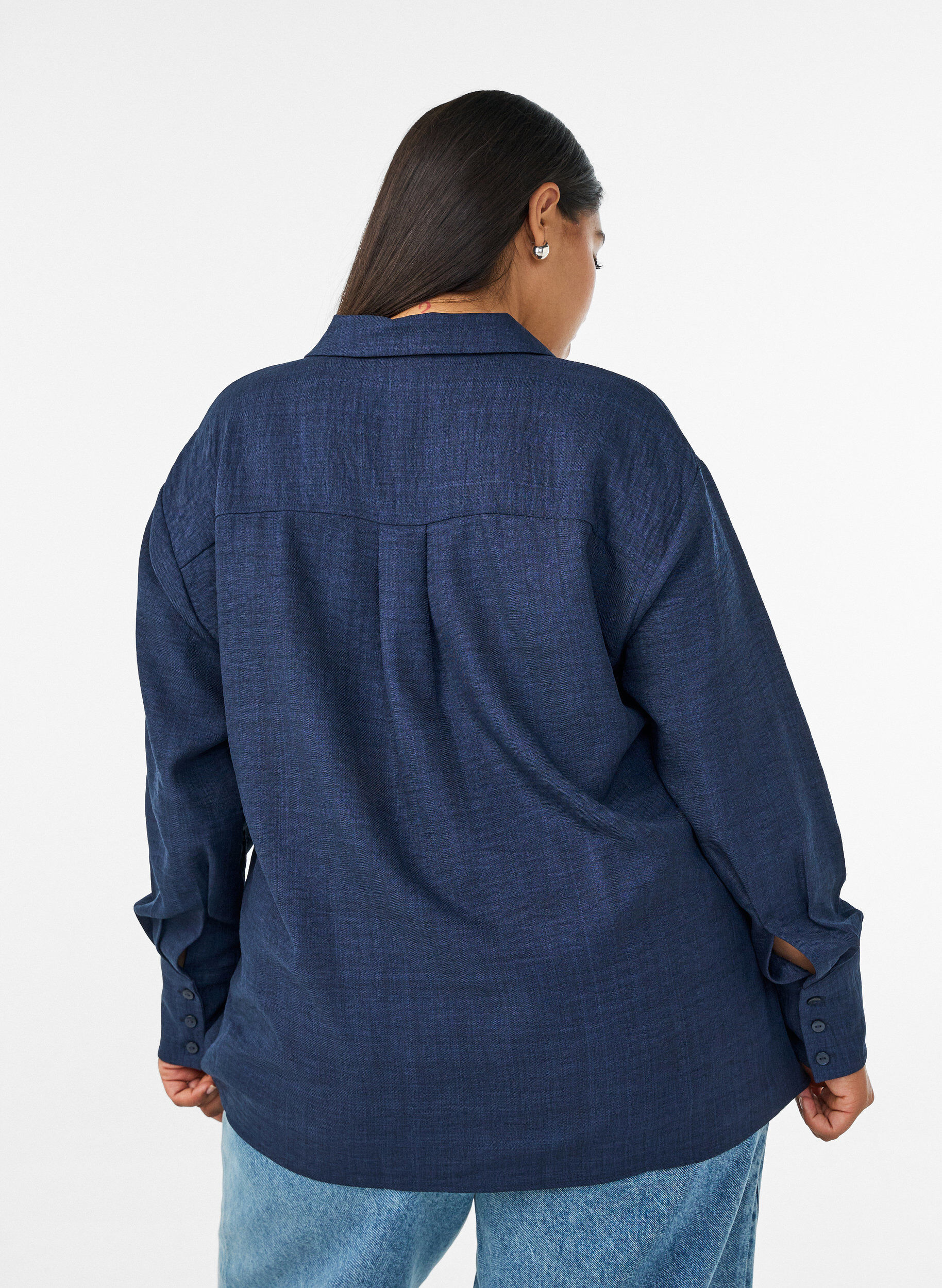 ZizziChemise ample avec col en V, Bleu, Model image number 2