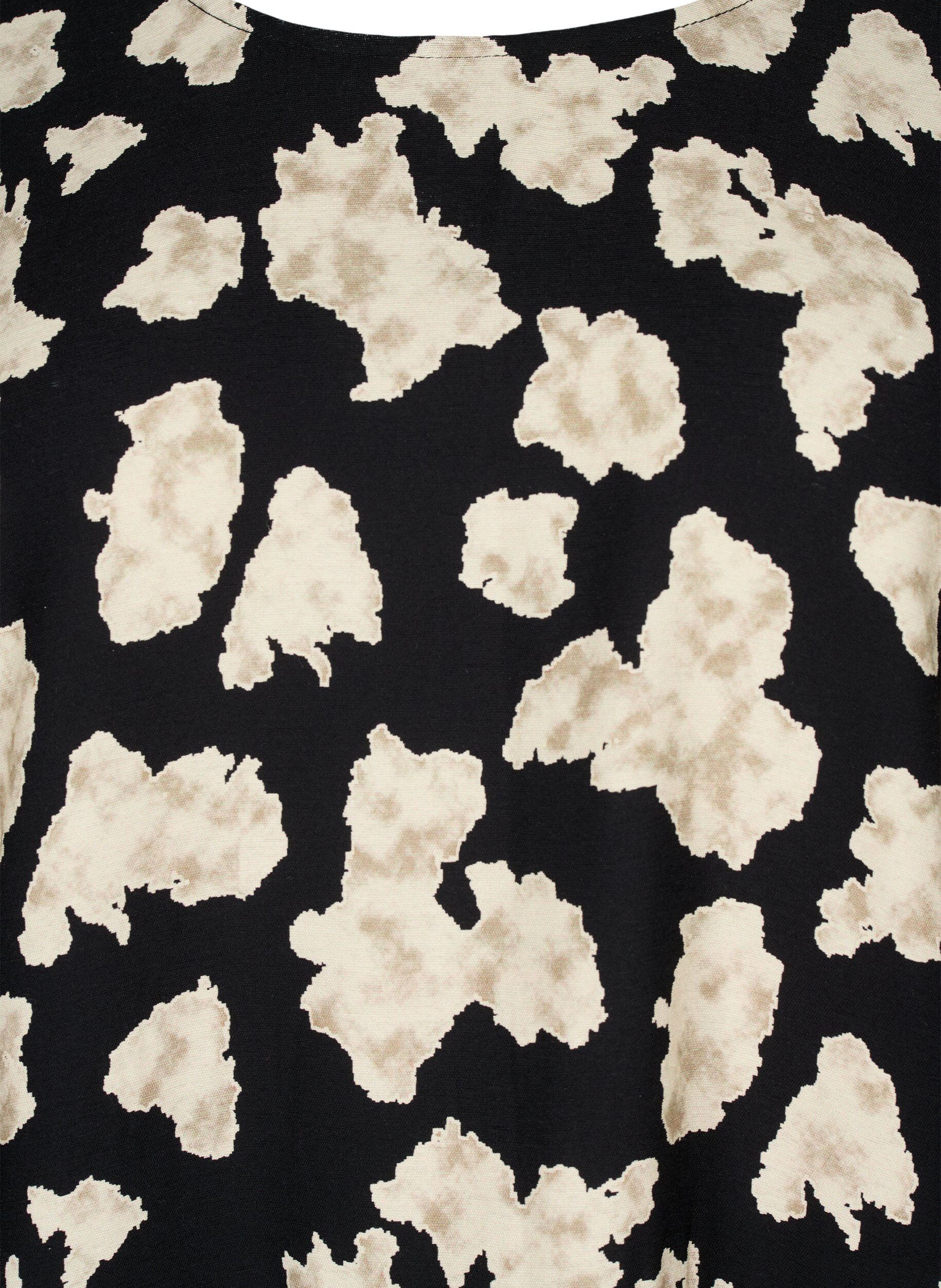 Zizzi Lang&auml;rmliges Kleid mit Muster und Schleifen, Schwarz, Packshot image number 2