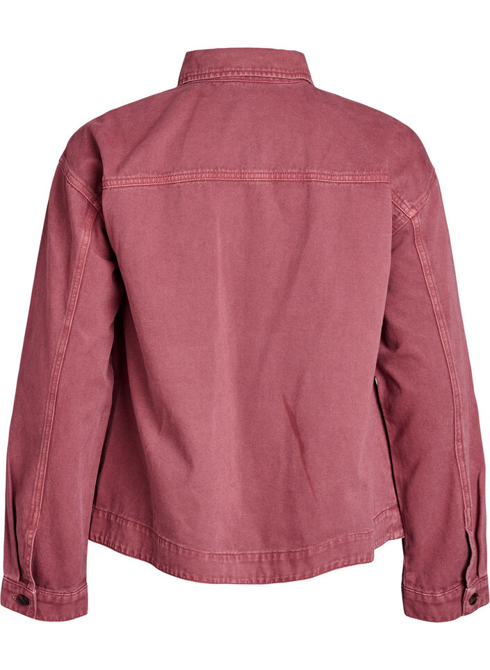 Veste en denim color&eacute; avec fermeture zipp&eacute;e, Rose poudr&eacute;e, Packshot image number 1