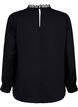 Lang&auml;rmelige Bluse mit Spitze, Black, Packshot image number 1