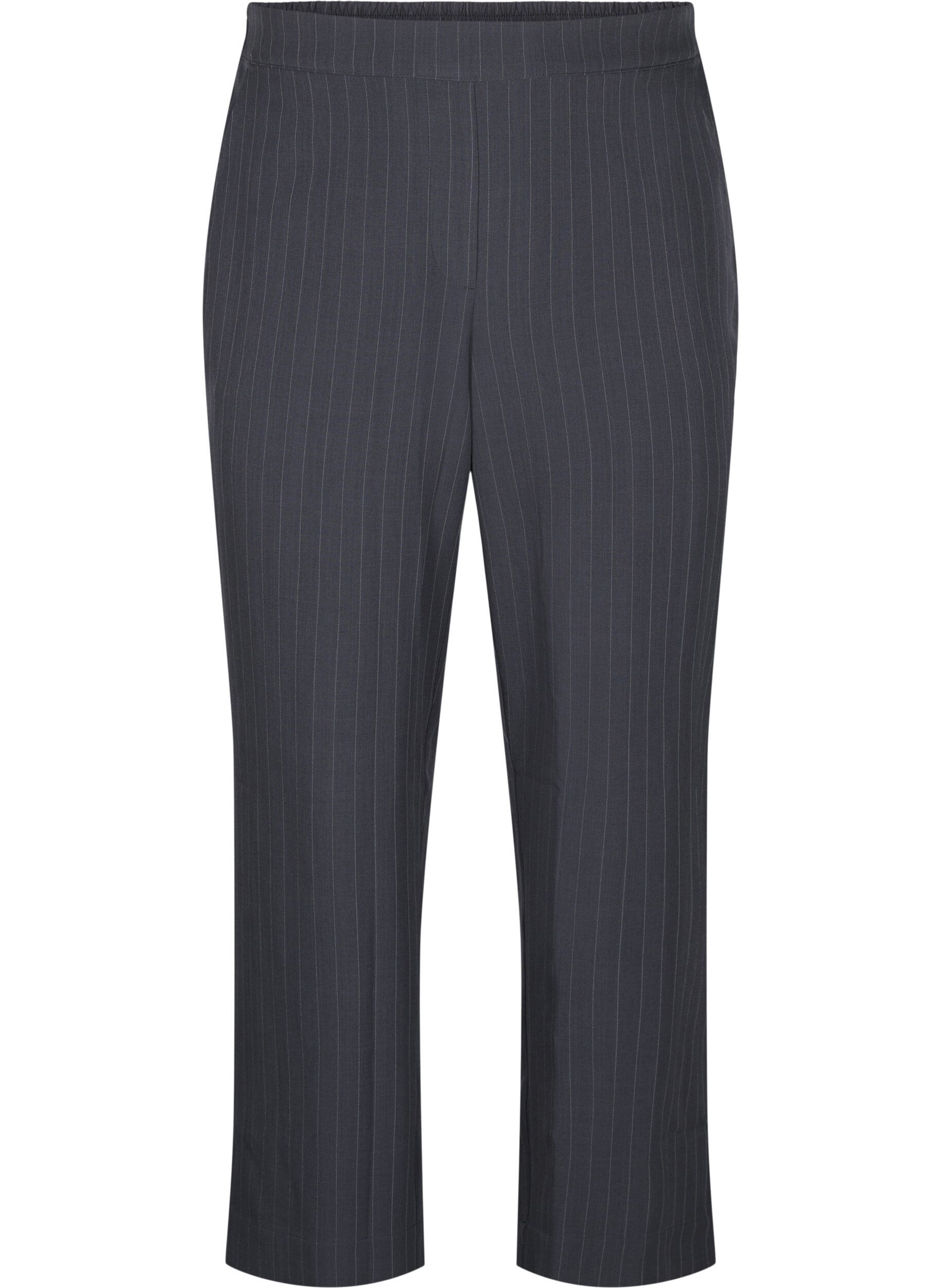 Zizzi FLASH - Pantalon large dot&eacute; de poches, Dark Grey Mel Stripe, Packshot image number 0