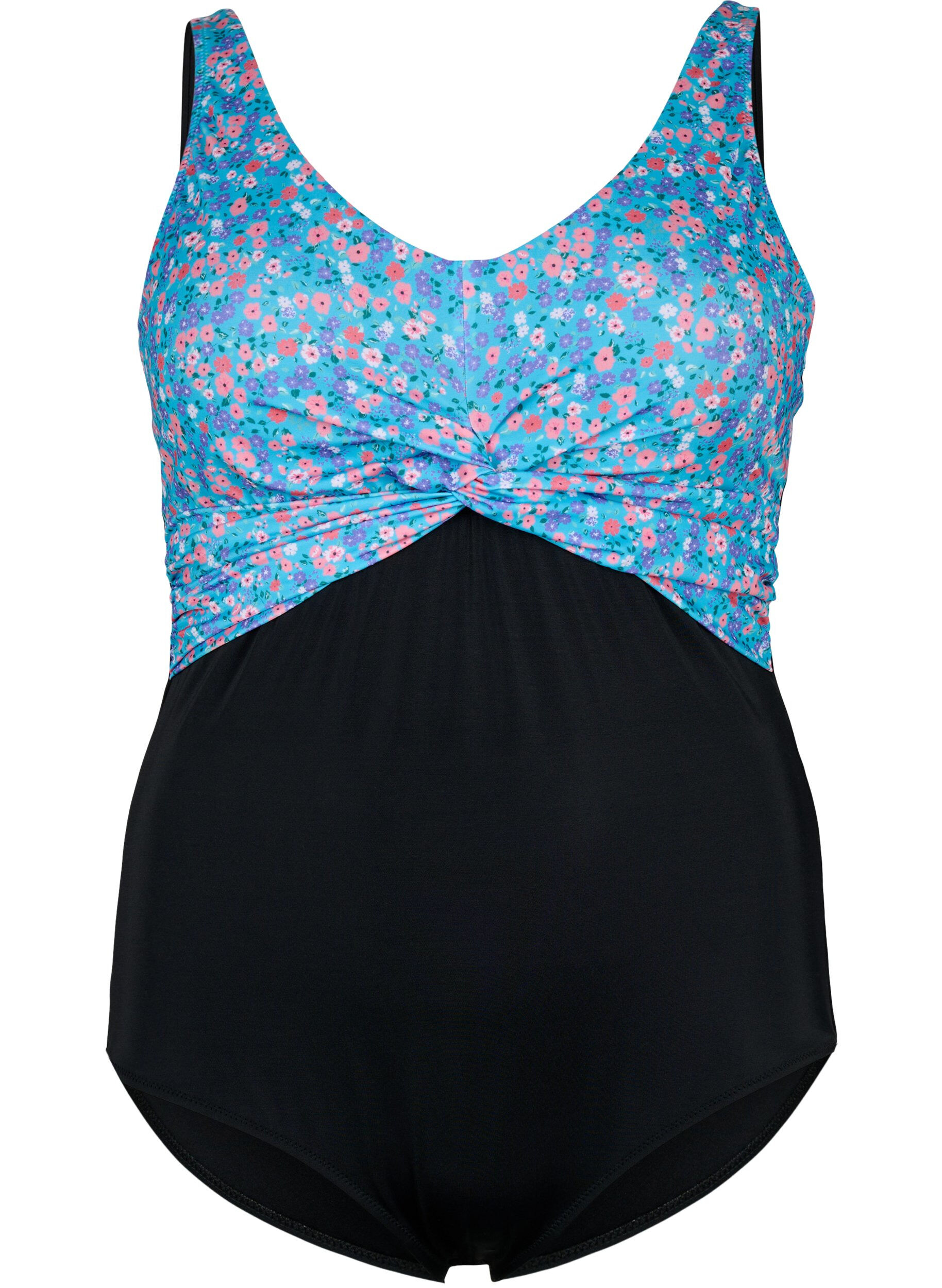 Zizzi Badeanzug mit B&uuml;gel und verstellbaren Tr&auml;gern, Black Ditsy Print, Packshot image number 0