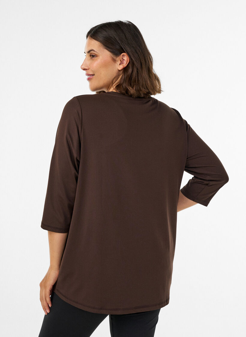 Sports top with 3/4 sleeves, Marron, Model image number 2