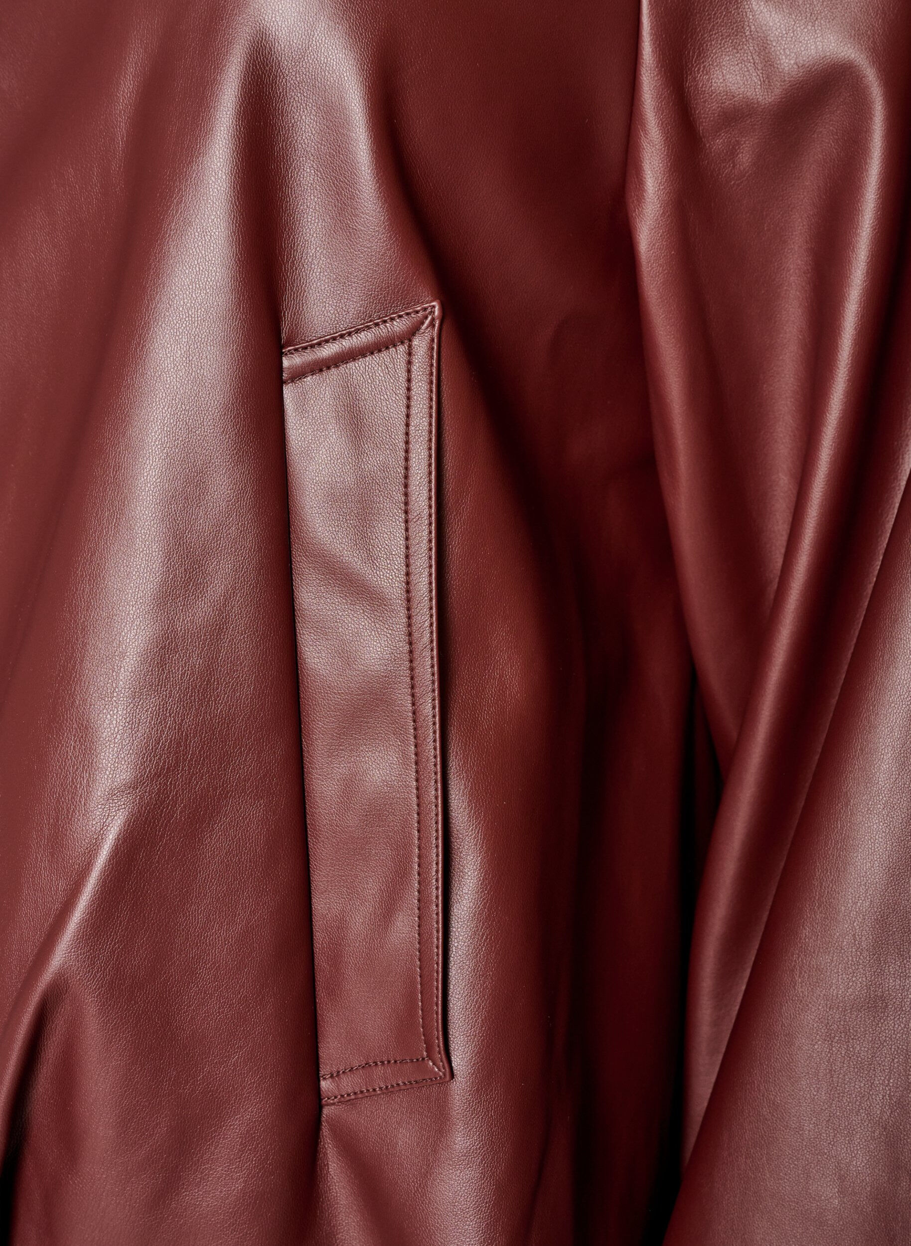 ZizziBomberjacke aus Kunstleder mit Tunnelzug am Saum, Braun, Packshot image number 3