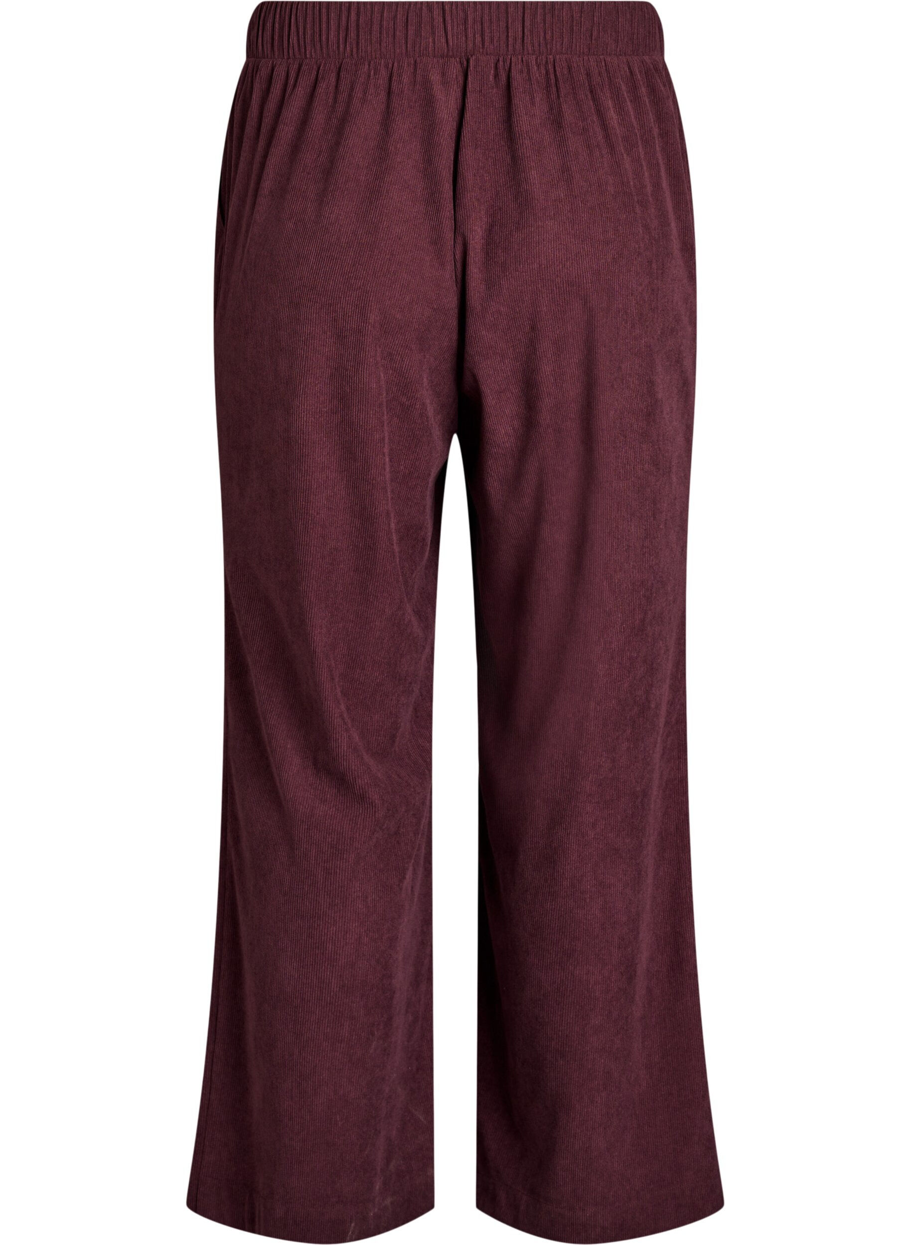 Zizzi Pantalon ample en velours, Bordeaux fonc&eacute;, Packshot image number 1