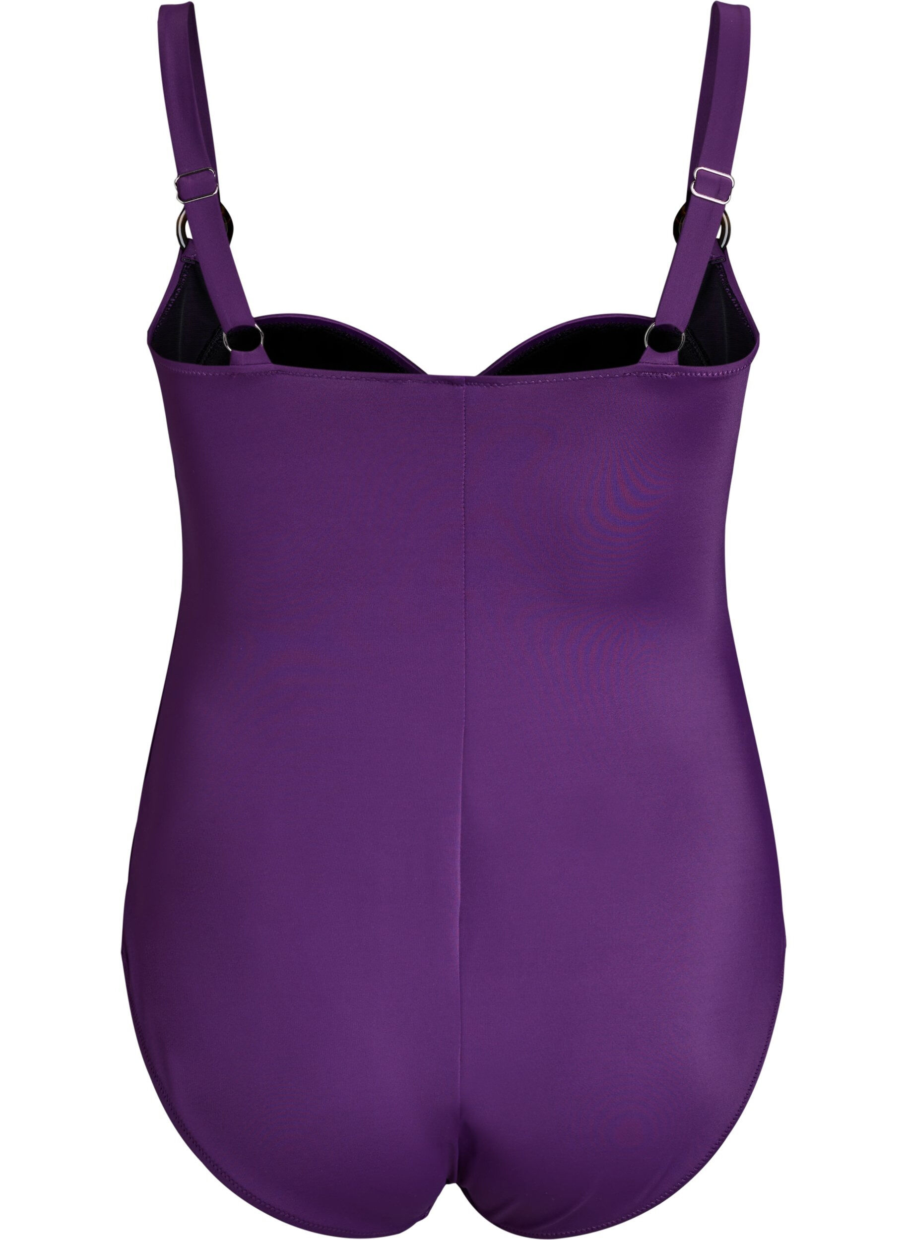 ZizziWattierter Badeanzug mit Drapierung, Lila, Packshot image number 1