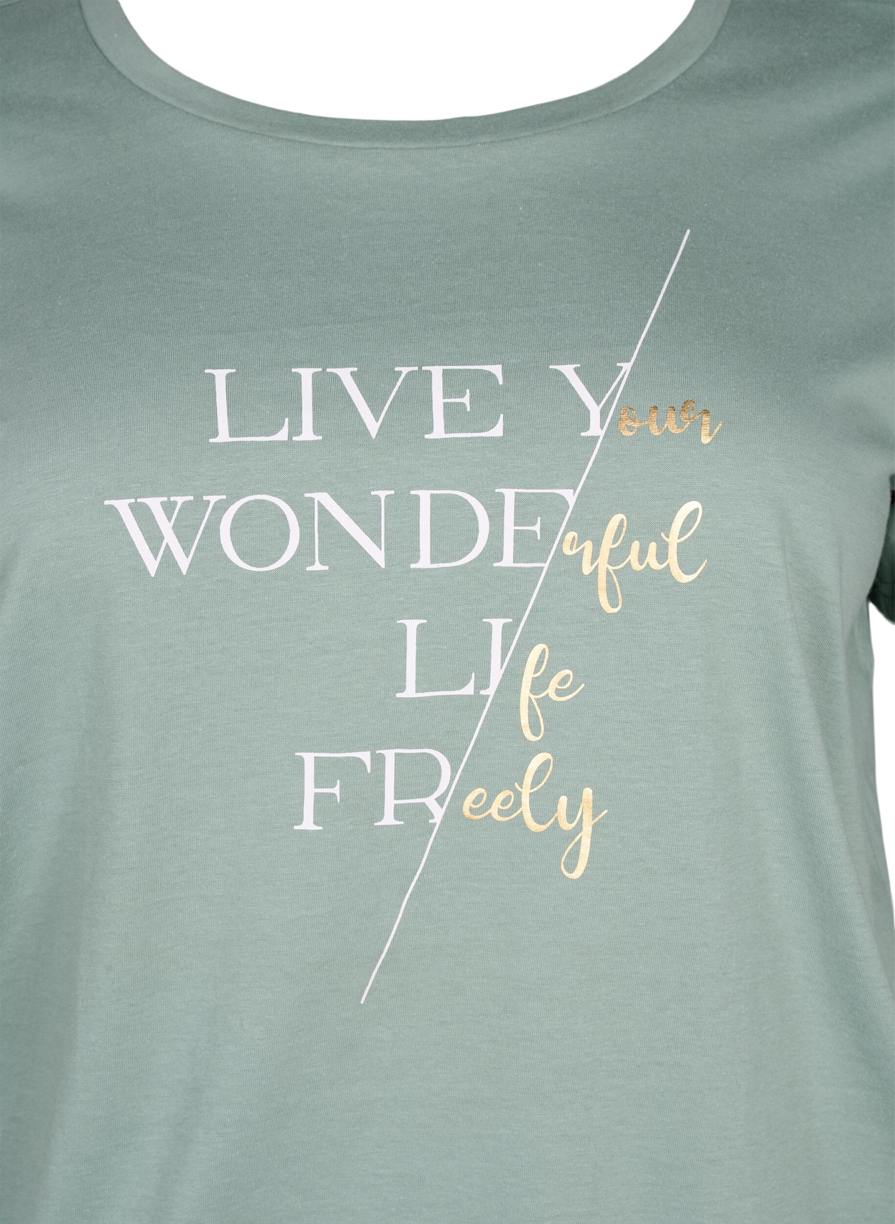 Zizzi T-shirt en coton &agrave; manches courtes avec bord &eacute;lastique, Chinois G. W. Live, Packshot image number 2