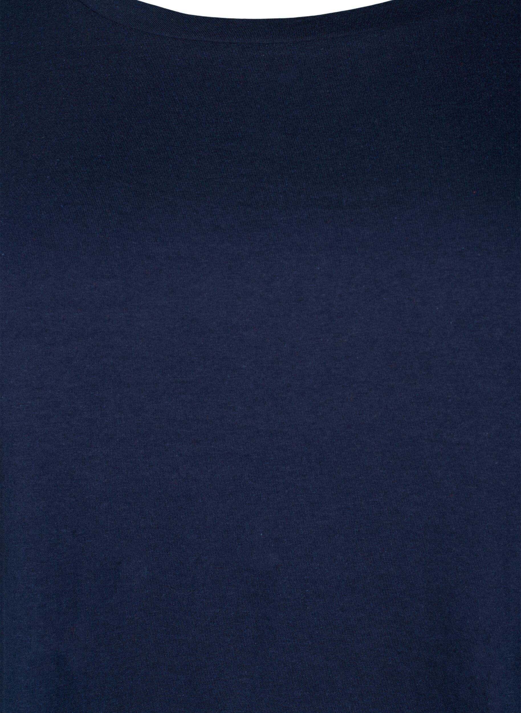 Zizzi T-Shirt aus Baumwolle mit Broderi anglaise, Navy Blazer, Packshot image number 2