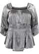 Blouse de couleur argentée avec manches 3/4 et smocks, Dark Silver, Packshot image number 0
