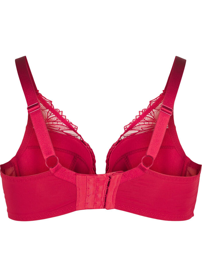 Soutien-gorge en dentelle rembourré avec armature, Rouge, Packshot image number 1