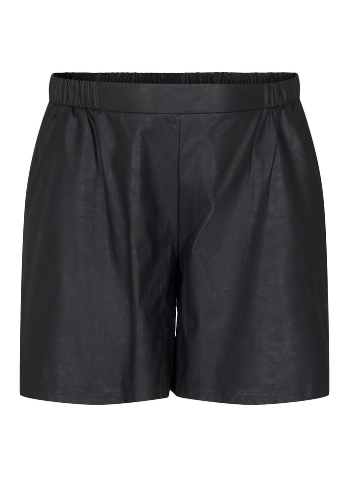 Shorts aus Kunstleder in lockerer Passform, Black, Packshot image number 0
