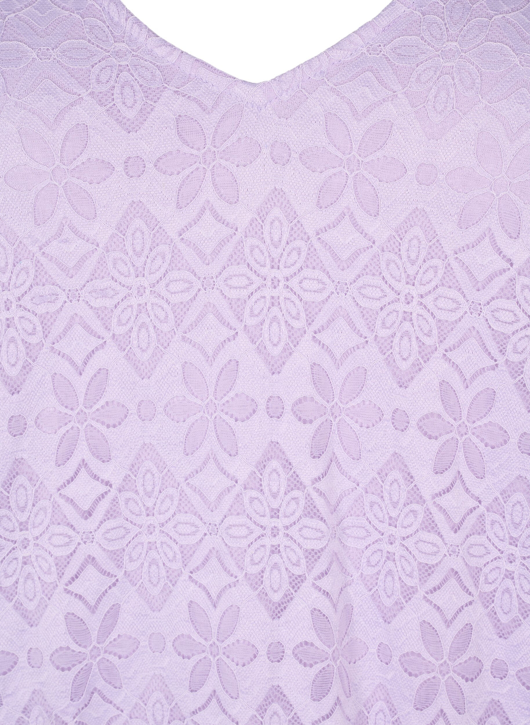 Zizzi Robe en dentelle avec d&eacute;coupe en V et manches longues, Pastel Lilac, Packshot image number 2