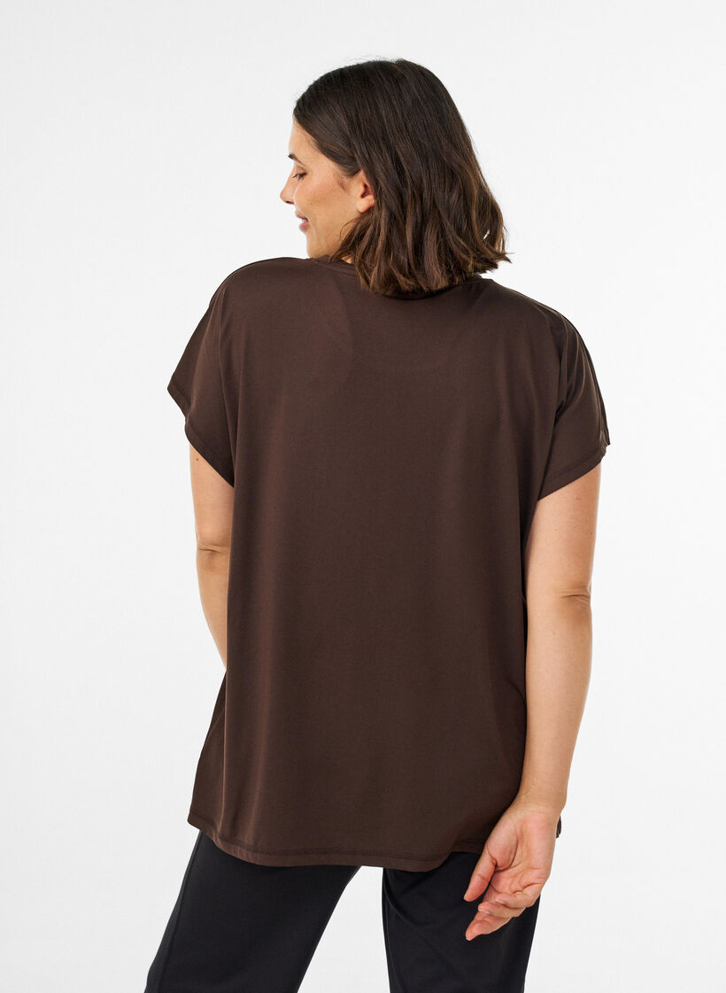 Einfarbiges Trainings-T-Shirt, Braun, Model image number 2