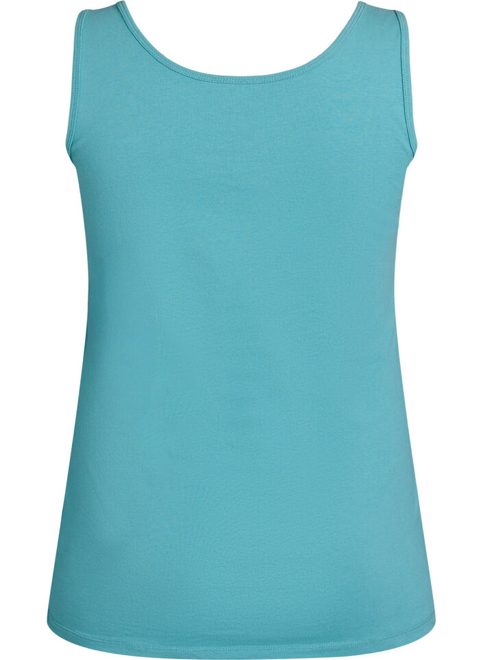 Solide Farbe Grundoberteil aus Baumwolle, Blau, Packshot image number 1
