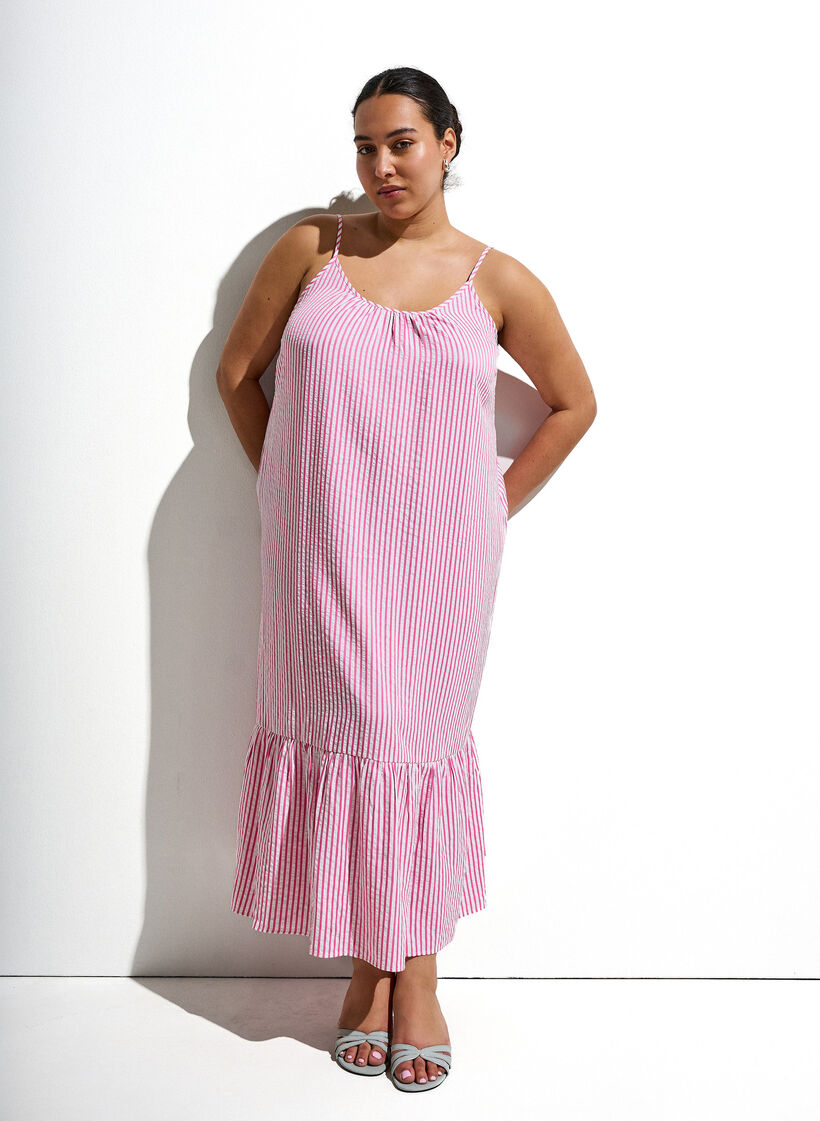 Robe d'&eacute;t&eacute; &agrave; rayures et &agrave; forme en A, Rose, Image image number 0