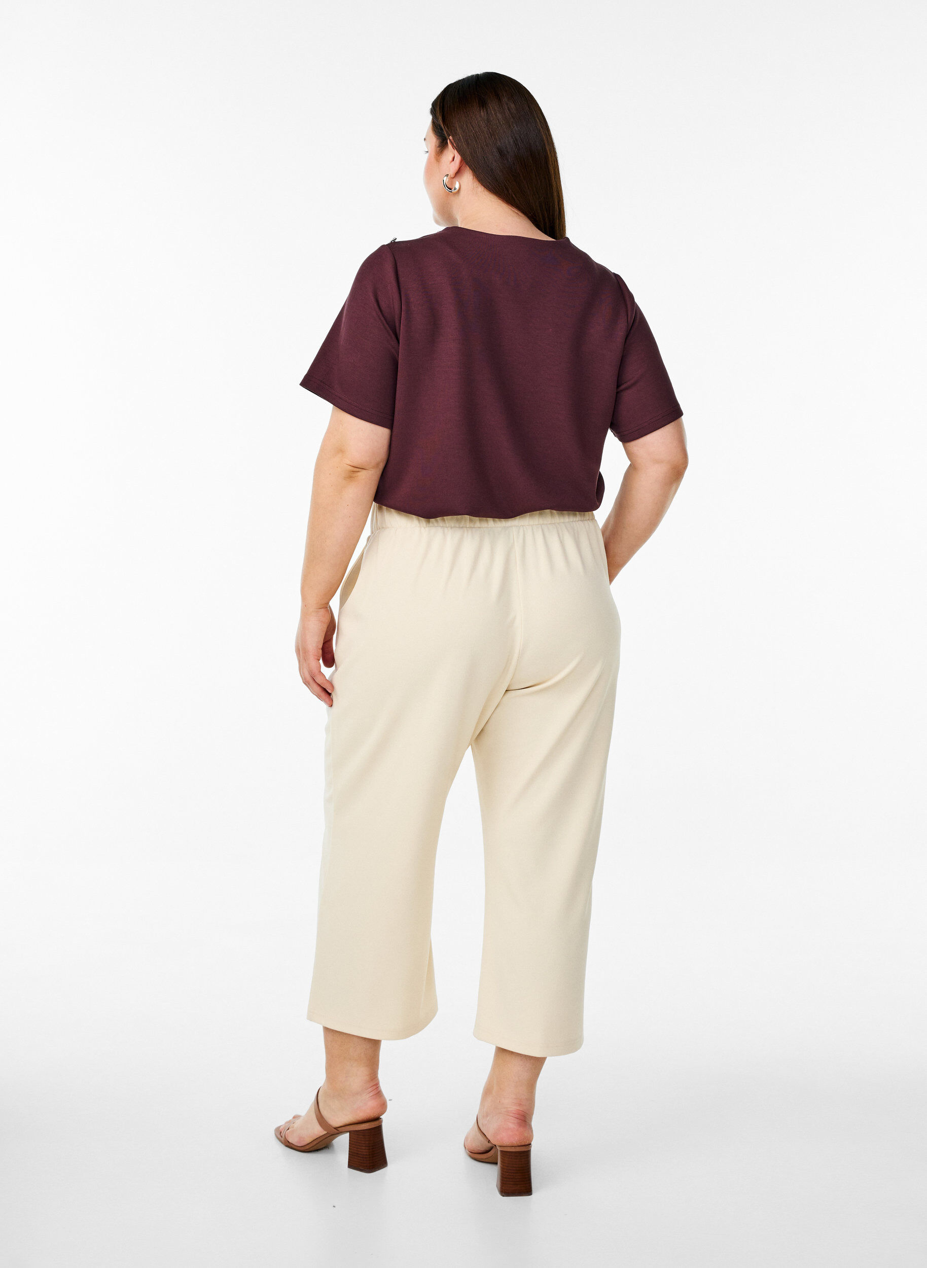 ZizziPantalon 7/8 &agrave; coupe ample, Beige, Model image number 1