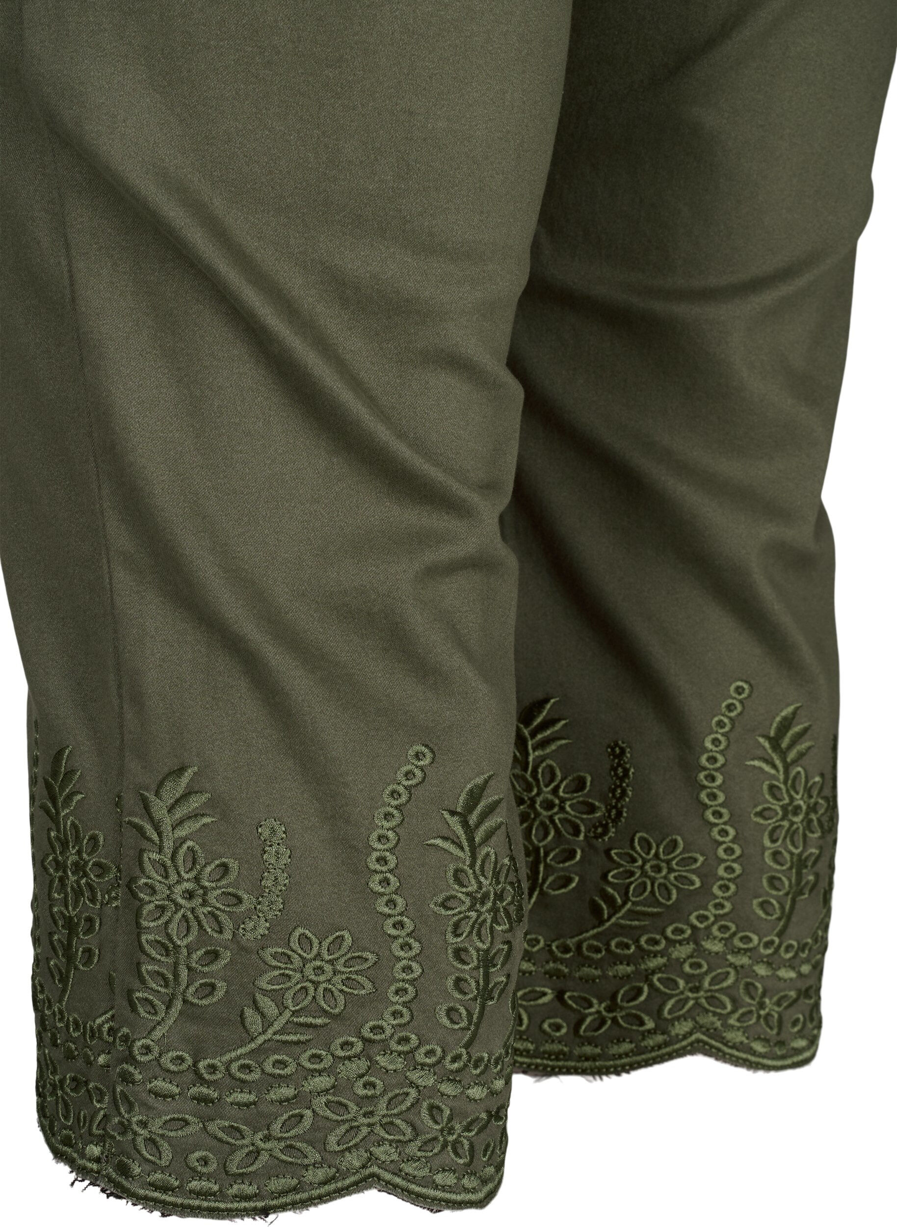 Zizzi  Caprihosen mit hohem Bund und Lochstickerei, Dusty Olive, Packshot image number 4