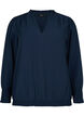 Viskosebluse mit langen Ärmeln und Smock, Navy Blazer, Packshot image number 0