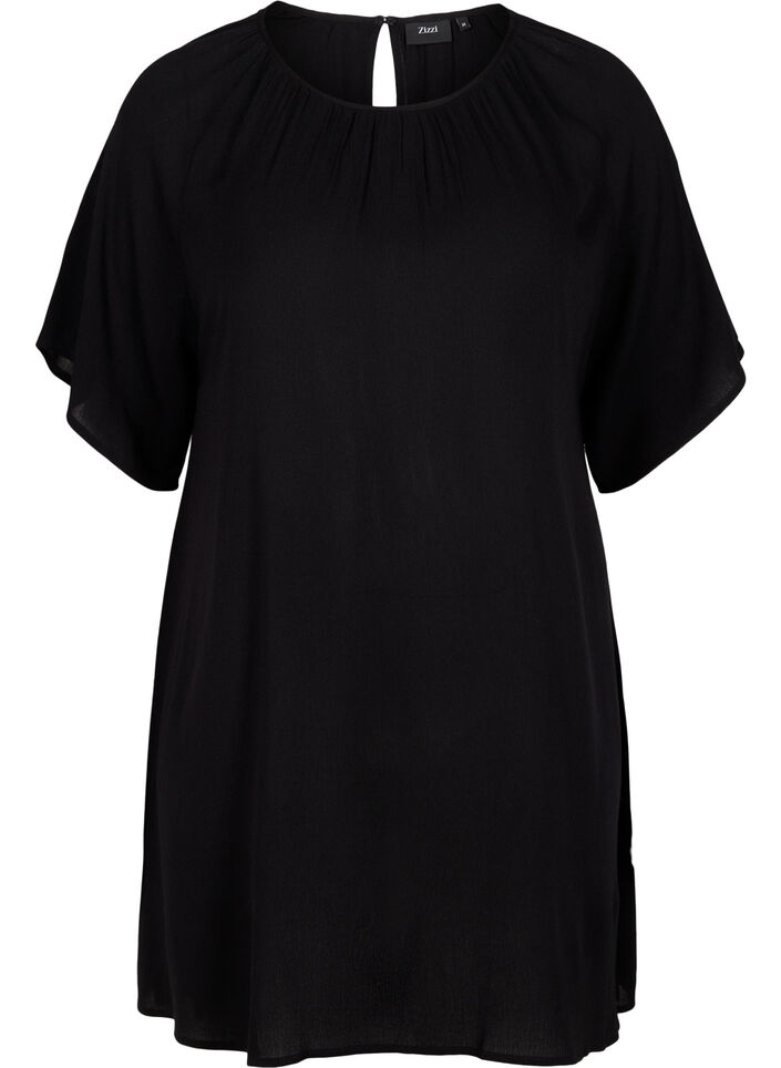 Robe en viscose à manches courtes, Black, Packshot image number 0