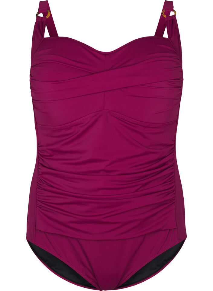 Maillot de bain drapé avec bonnets rembourrés, Bordeaux, Packshot image number 0