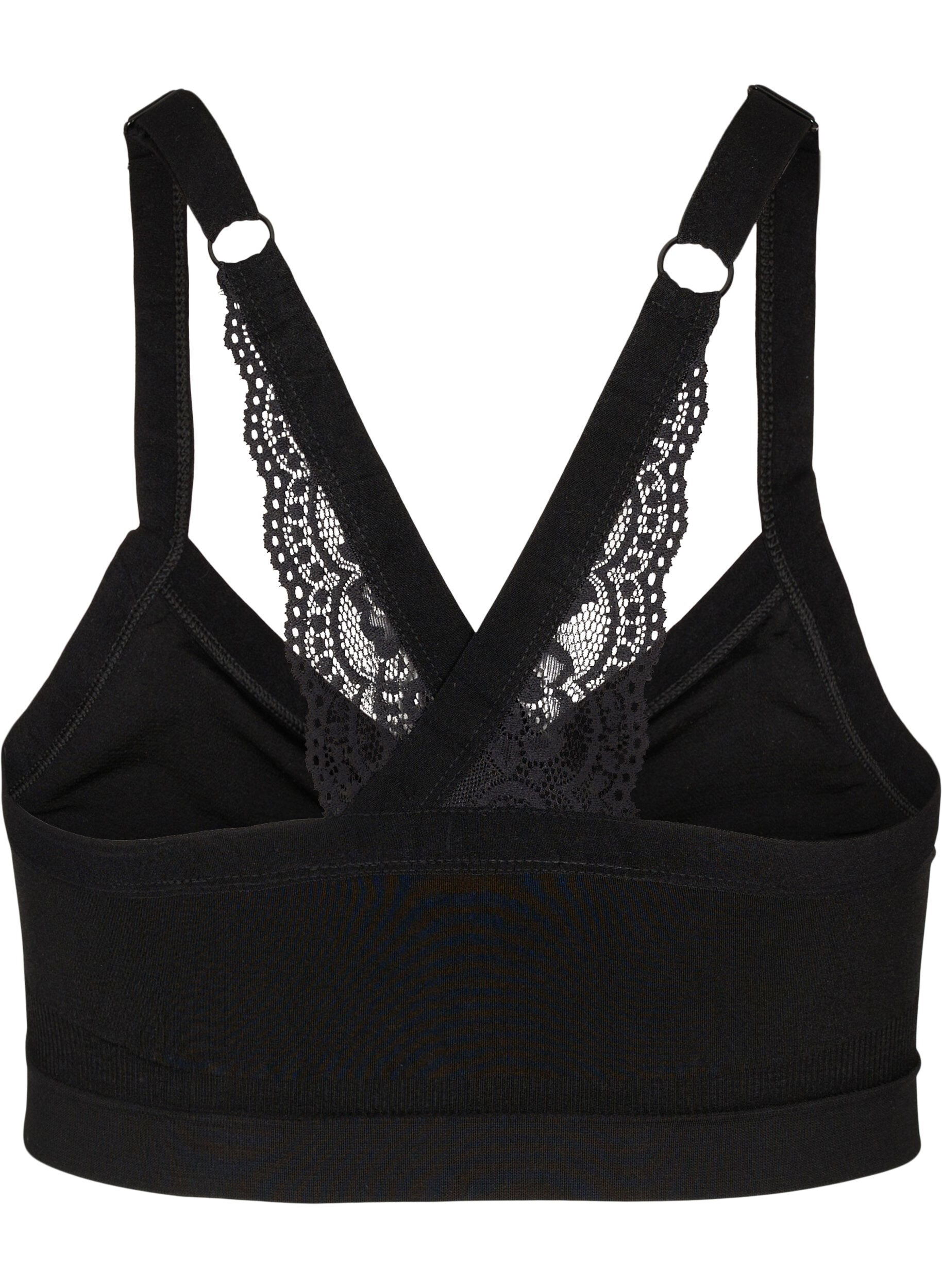 Zizzi Soutien-gorge souple avec dos en dentelle, Black, Packshot image number 1