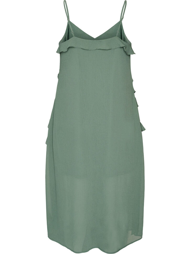 Robe en mousseline avec volants asym&eacute;triques, Vert, Packshot image number 1