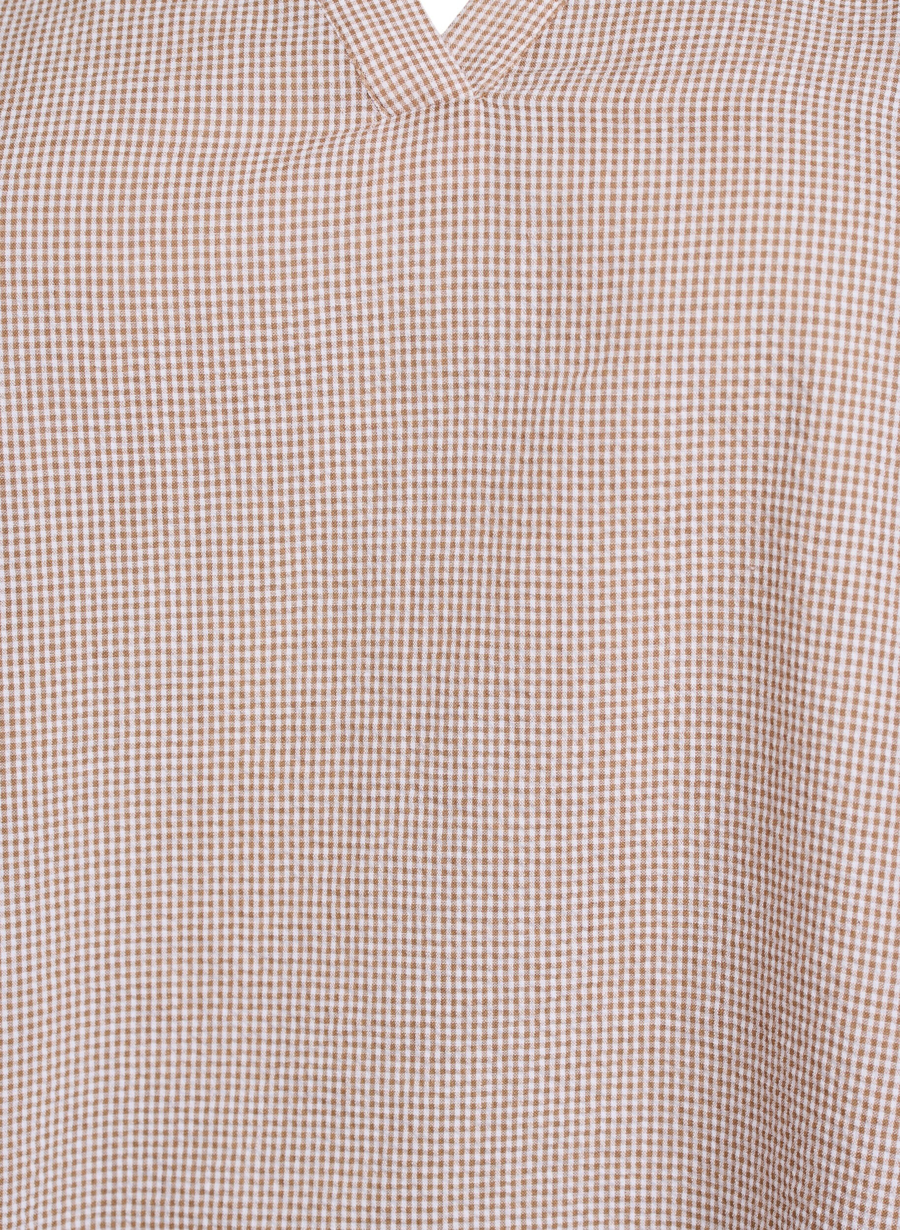 Zizzi Blouse &agrave; col en V et &agrave; petits carreaux, Beige, Packshot image number 2