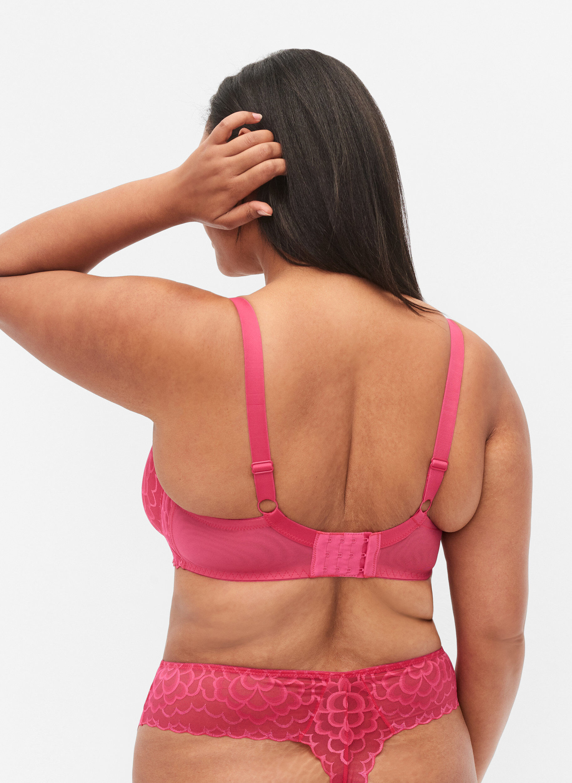 Zizzi 	 BH mit B&uuml;gel und Spitze, Pink, Model image number 1