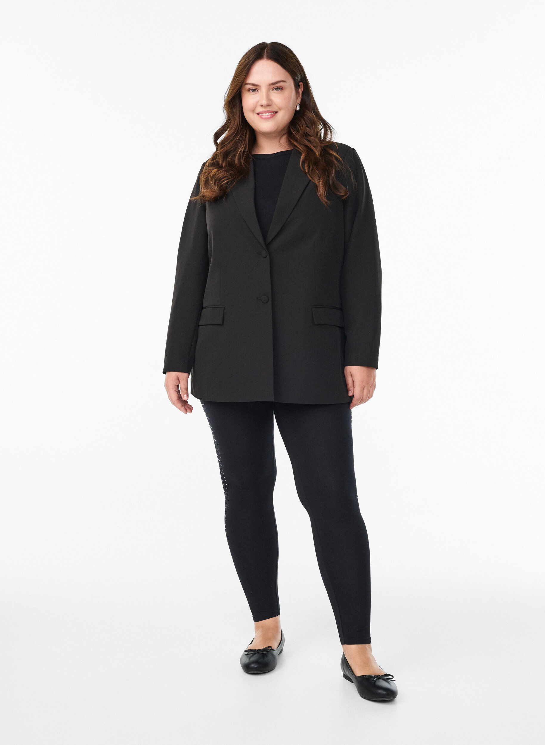 Zizzi Leggings avec d&eacute;tail en strass, Noir, Model image number 1