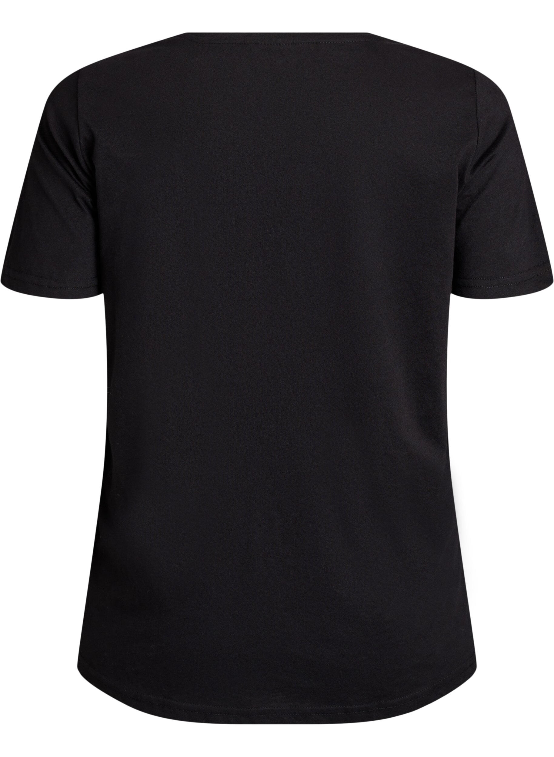 Zizzi T-shirt imprim&eacute;, Noir, Packshot image number 1