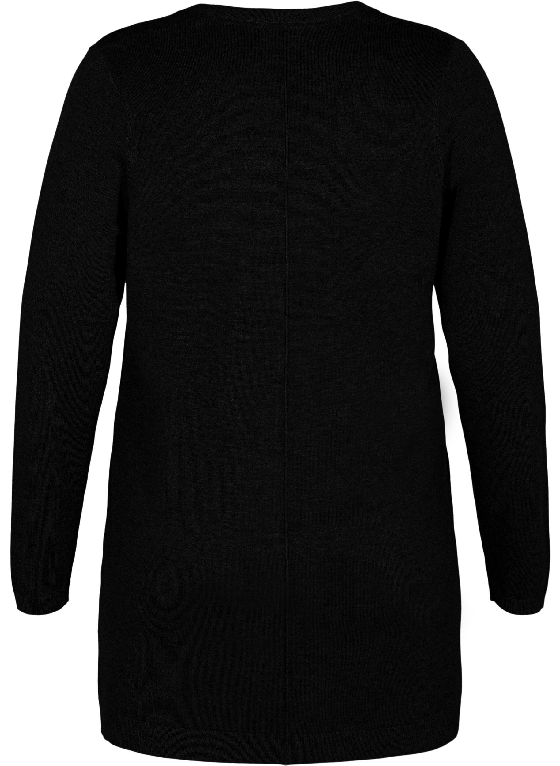 Zizzi Lange Strickjacke aus Viskose-Mischung, Schwarz, Packshot image number 1