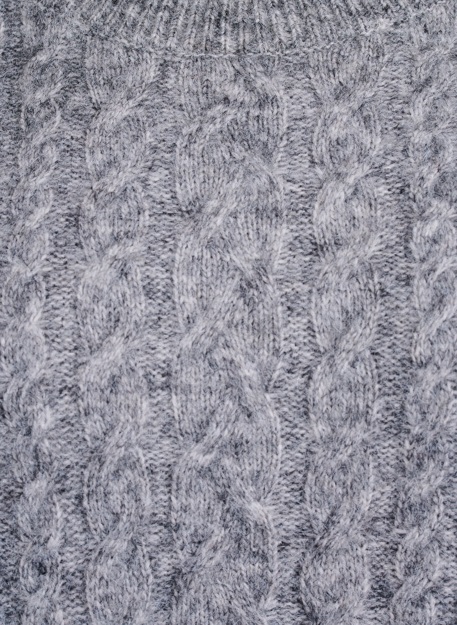 Zizzi Strickbluse mit Zopfmuster, Grau, Packshot image number 2