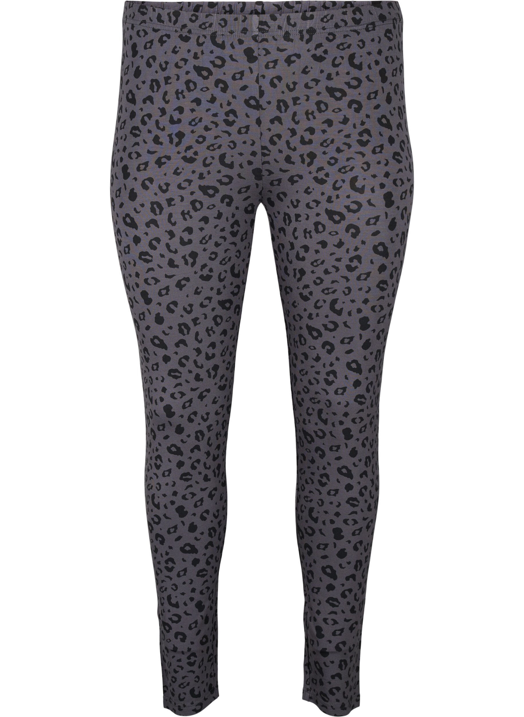 Zizzi Leggings en viscose &agrave; imprim&eacute; l&eacute;opard, Gris, Packshot image number 0