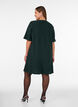 Robe courte coupe &eacute;vas&eacute;e avec des rayures paillet&eacute;es, Vert fonc&eacute;, Model image number 2