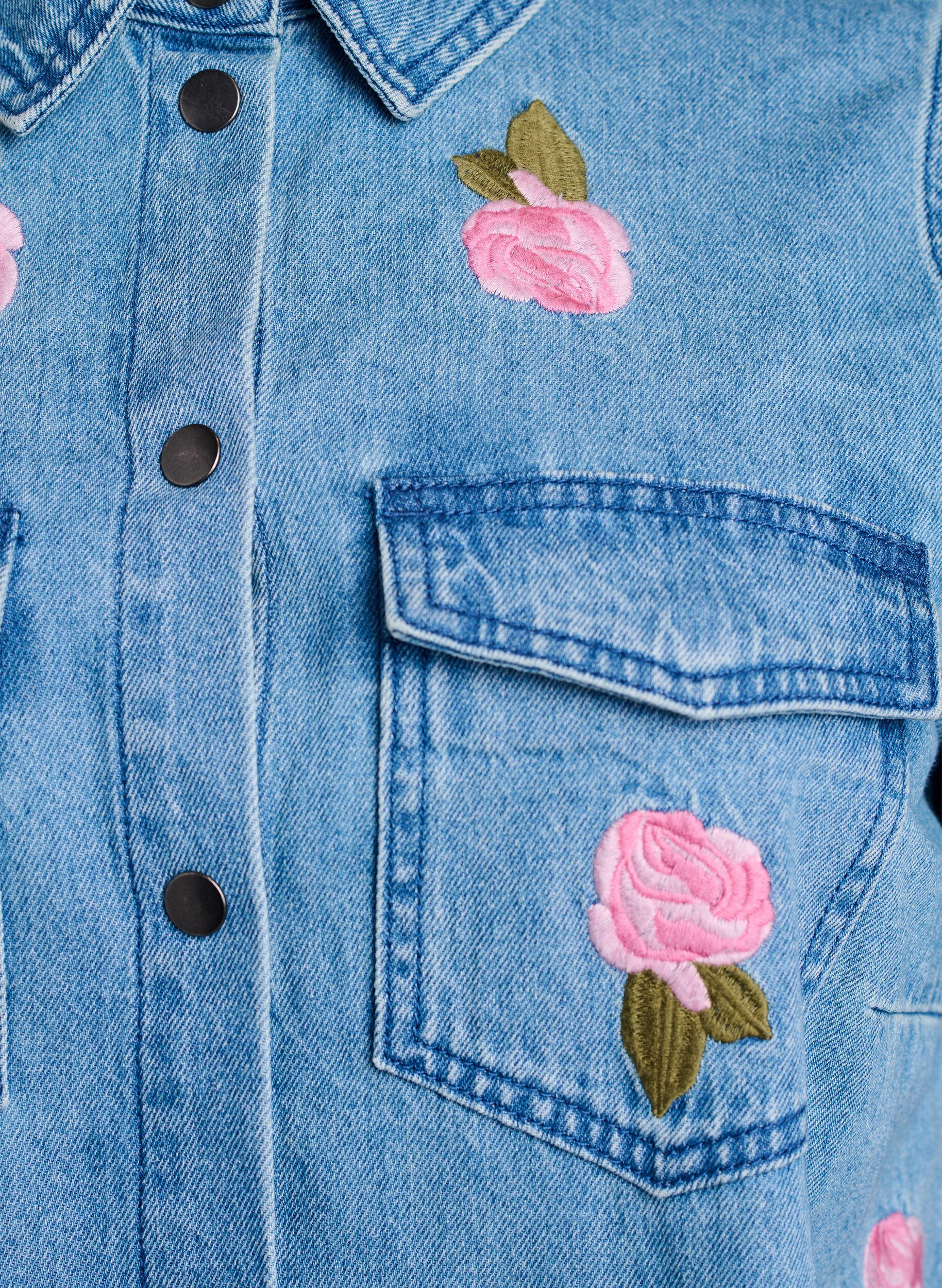 Zizzi Robe courte en denim avec broderies florales, LBD w. Flower, Packshot image number 2