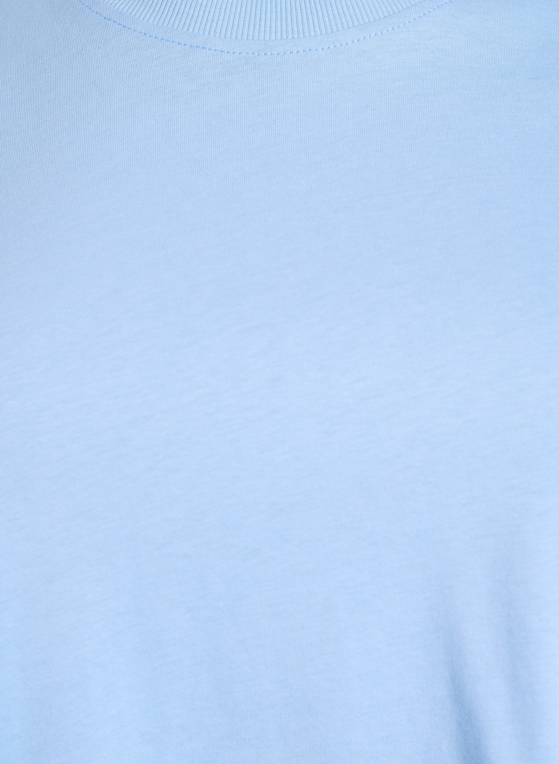 Zizzi Basic T-Shirt aus Baumwolle mit Rundhalsausschnitt, Blau, Packshot image number 2