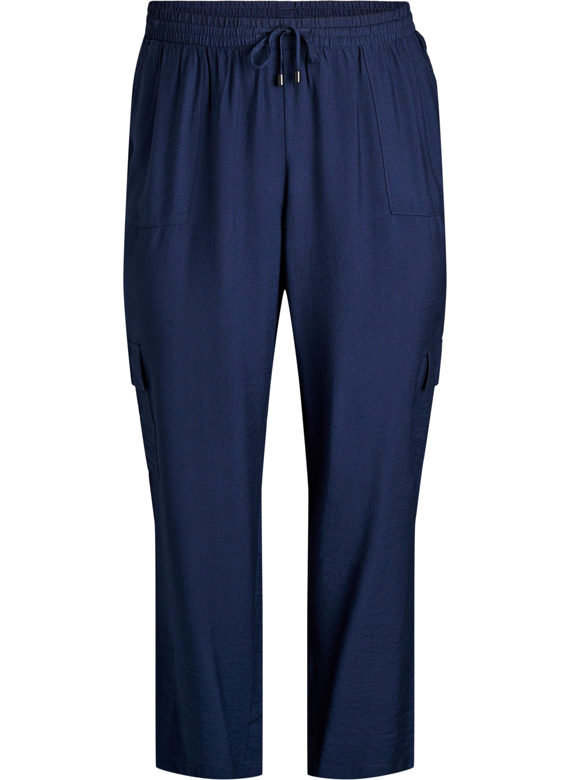 Zizzi Pantalon cargo taille haute, Bleu, Packshot image number 0
